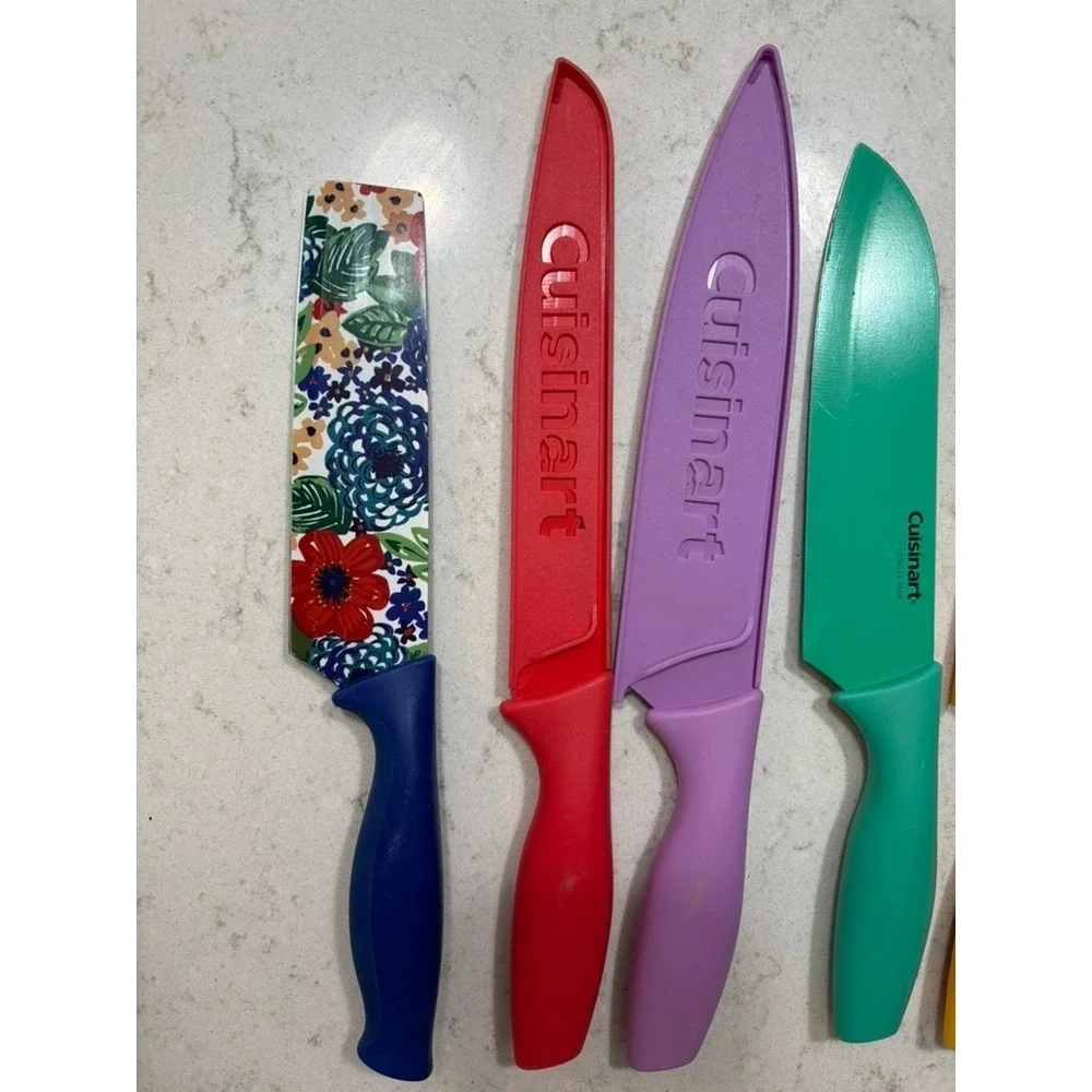 Knives Random Cuisinart Pioneer Women Kitchen Colorful Blades Sheaths Qty of‎ 6
